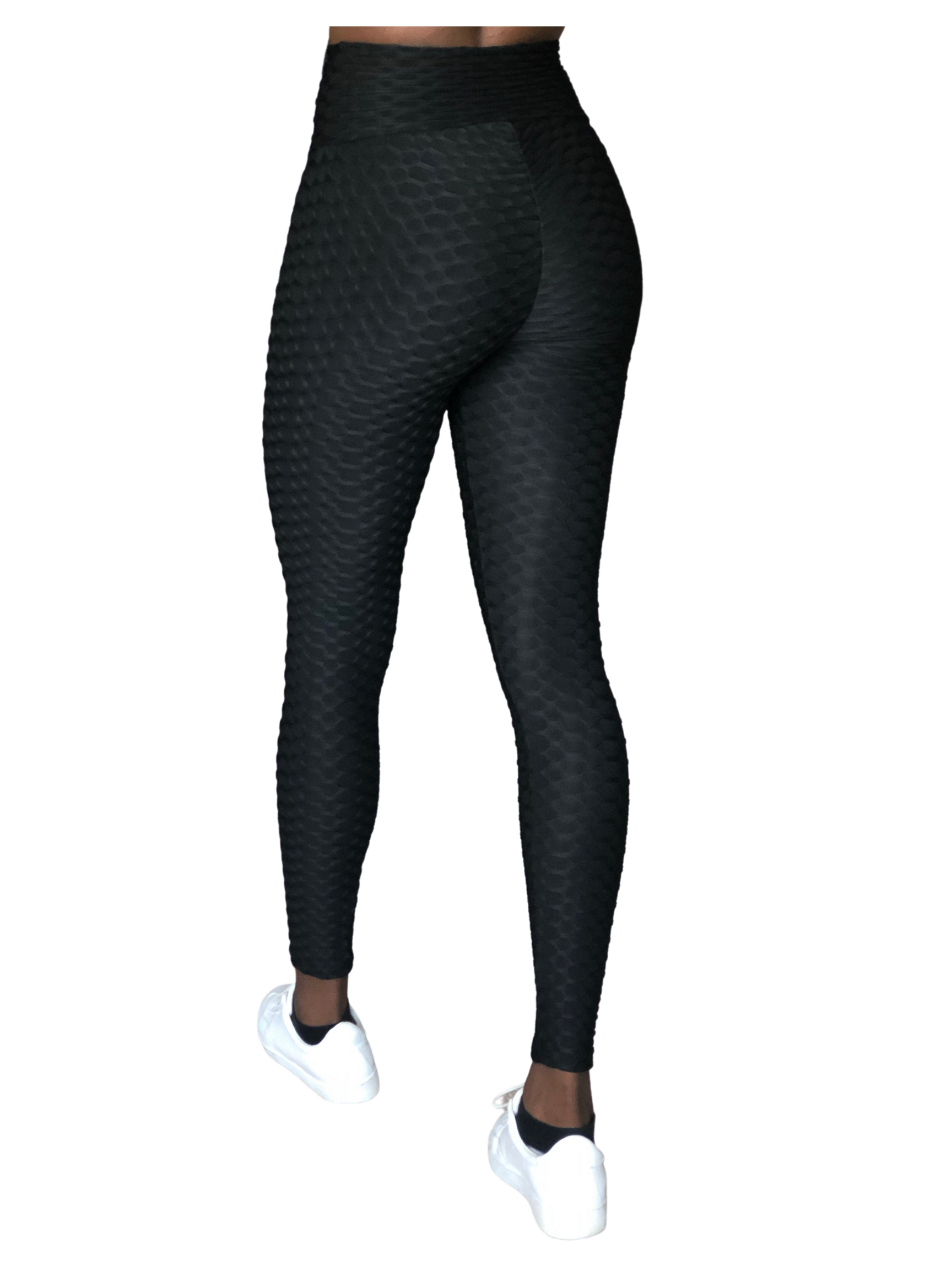 High Waist Diamond Honeycomb Textured Butt Scrunch Sports Leggings With  Pockets - Black – SHOSHO Fashion